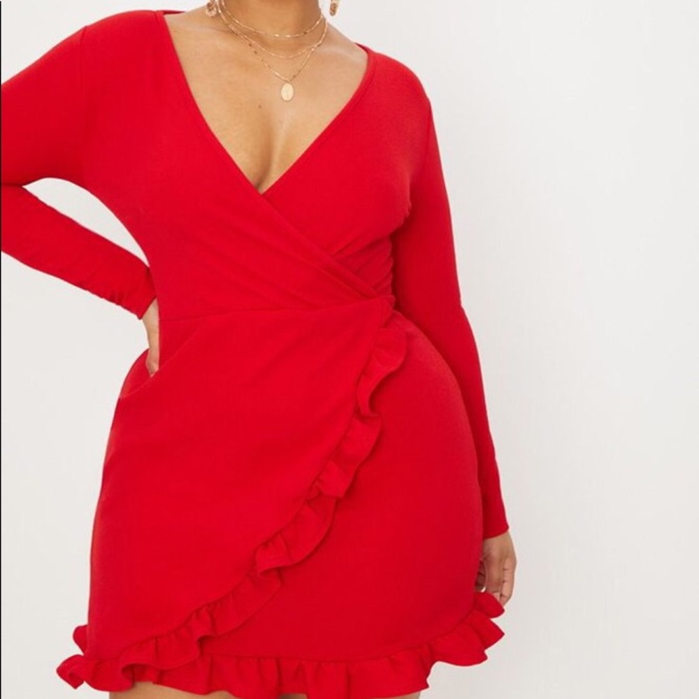 Pretty Little Thing Red Ruffle Dress